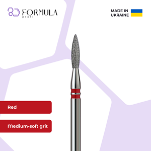 Formula Profi Stainless Steel Diamond Sharp Flame 1.8mm Red Grit (Premium) with Clean Cuticle & Cuticle Rounding Logo Customized - Product Image 1