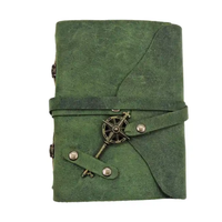 Carnet de notes vintage en cuir vert avec boussole, papier à bords festonnés, 240 pages, 8x6 pouces, fait main, journal intime, cadeau, vente en gros