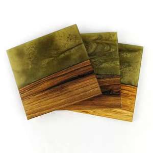 Dessous de verre en bois et résine nouveau design pour comptoir poli et vaisselle fait à la main - Product Image 4