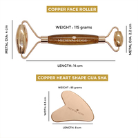 Ensembles de 2 outils de massage manuels en cuivre pur Medieval Edge : rouleau de massage facial et outil Gua Sha en forme de cœur pour le soin de la peau du cou, des jambes et du dos