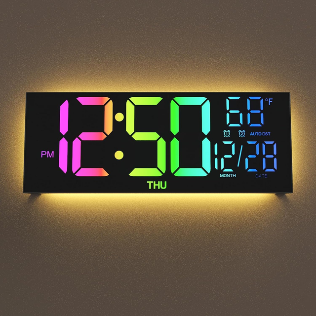 High-end Multi-function Digital Clock - 13-inch HD Display, Automatic Light Sensing, Suitable for Office/living Room