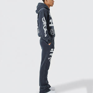 Survêtements pour hommes à logo personnalisé imprimé, tendance actuelle, nouvelle arrivée, design de survêtements pour hommes à impression délavée à l'acide - Product Image 4