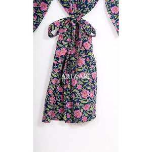 Kimono de Algodón Acolchado con Diseño Kantha Vintage Indio, Ropa de Dormir para Mujer, Diseño Floral de Verano y Otoño, Secado Rápido - Product Image 6