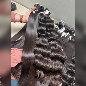 ผมต่อแบบเวฟธรรมชาติสีดำจากกัมพูชา แบบเวอร์จินเรมี่ ไม่ผ่านการแปรรูป ขายส่งแบบเส้นเดี่ยว - Product Image 1