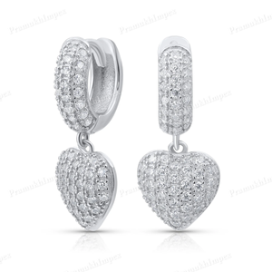 VVS Moissanite Cut Diamond <b>Heart</b> Customized Sterling <b>Silver</b> <b>Stud</b> <b>Earrings</b> Gold Plating Hip Hop Style Gift - Product Image 3