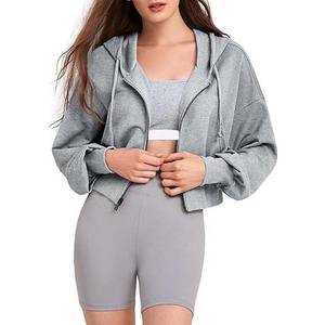 Fashionable Women's Cropped Hoodies Top Quality Cotton Knitted <b>Light</b> Weight Stylish Breathable Women's Clothing Crop Top Hoodies - Product Image 3