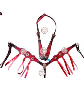 ชุดบิตหนังม้าสีชมพูแบบพรีเมียมเครื่องมือตะวันตกสำหรับม้า - Product Image 1