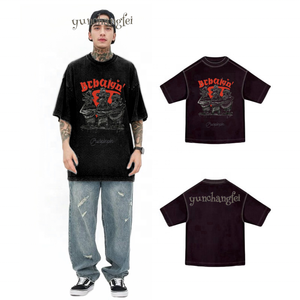 100コットン無地半袖特大メンズ厚手Tシャツヘビー級エッセンシャルブランクカスタムロゴTシャツ男性用 - Product Image 1