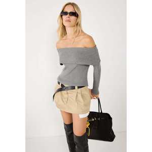 Suéter de Punto Crochet con Cuello de Lazo, Casual y Ajustado, 100% Acrílico - Product Image 1