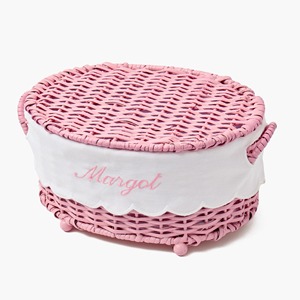 Cesta de ratán rosa hecha a mano, cesta de almacenamiento al por mayor, ecológica, hecha en Vietnam - Product Image 1