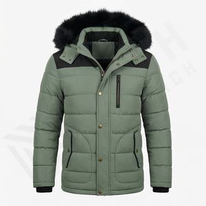 Parka d'hiver à capuche longue et épaisse pour homme, grande taille, de haute qualité, isolée thermiquement, coupe-vent, en coton polaire, pour l'extérieur - Product Image 1