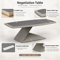 Table de réunion moderne avec plateau en MDF et design élégant de pieds sur pieds pour salle de discussion professionnelle