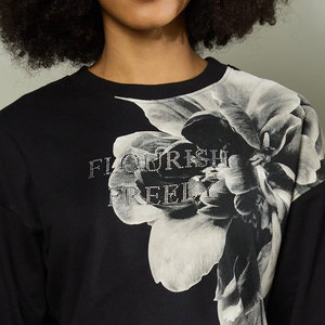 Coupe ample côtelé col rond 80% coton 20% polyester polaire côtelé poignets et sweat-shirt femme - Product Image 5