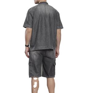 Conjuntos de Jeans de Dos Piezas para Hombre, Diseño Personalizado, Camisas de Manga Corta y Pantalones Cortos de Mezclilla de Alta Calidad, Ropa Urbana - Product Image 2