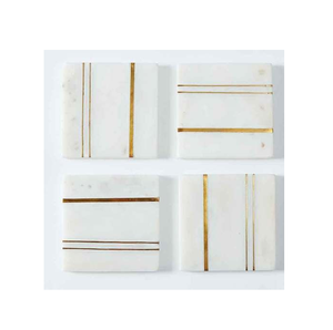 ที่รองแก้วทองเหลืองหินอ่อนธรรมชาติสีทองทำด้วยมือสุดหรูสำหรับทองเหลืองรูปหัวใจดีไซน์หรูหรา - Product Image 2