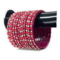 Ensemble de bracelets en verre perlé tendance plaqué or rose foncé de qualité supérieure à prix de gros pour l'exportation mondiale