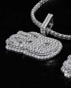 Pendentif lettre en argent 925 plaqué rhodium bicolore or rose de luxe style hip-hop personnalisé pour homme avec moissanite - Product Image 5