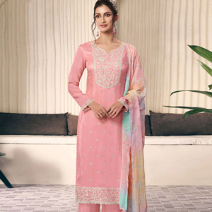 Pesado colorido Moonga hilo de seda bordado festivo Salwar trajes estilo indio y pakistaní para ocasiones de fiesta - Product Image 1