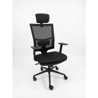 Chaise de bureau ergonomique moderne en tissu avec appui-tête et accoudoirs réglables, base étoile, vérin à gaz, hauteur réglable pour la maison, le bureau et l'école