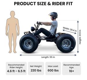 Kart électrique tout-terrain Zy-liath-or 72V sans balais, neuf d'usine, puissance maximale 10,8 kW, vitesse 62 MPH, transmission par arbre, double suspension hydraulique, pneus 19x7-8, pour adolescents et adultes - Product Image 3