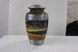 Urne funéraire classique Urne souvenir pour adulte avec motif gravé sur le cou et le couvercle Urne commémorative brillante pour garder les cendres - Product Image 2