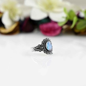 Boho Style Argent 925 Sterling Bague Faite À La Main Bijoux Pour Femmes Classiques avec Pierre De Lune Gemme Cadeau De Mariage pour Les Amoureux - Product Image 3