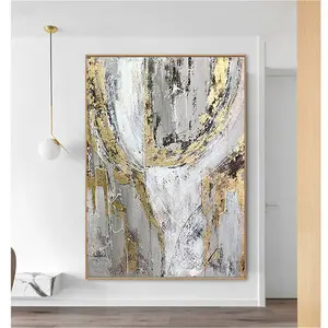 Mur d'entrée de salon rétro décoration de la maison classique or murale ligne abstraite peint à la main peinture d'art <span class=keywords><strong>mural</strong></span> - Product Image 3