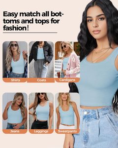 Tops cortos sin mangas con cuello en U para mujer, Camisetas básicas recortadas con espalda cruzada, camisetas deportivas cortas para salir - Product Image 4