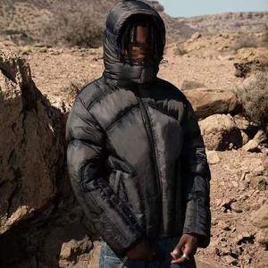 เสื้อแจ็คเก็ตพัฟเฟอร์ผู้ชายแบบมีฮู้ด ดีไซน์วินเทจ ทรงโอเวอร์ไซส์ ผ้าไนลอน ซิปหน้า กันลม สำหรับฤดูหนาว - Product Image 4