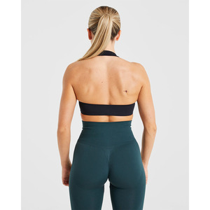 Soutien-gorge de sport dos nu noir de marque en gros avec encolure en V décolleté ouvert dos détail soutien-gorge de sport fitness pour femmes adultes à impact élevé - Product Image 2