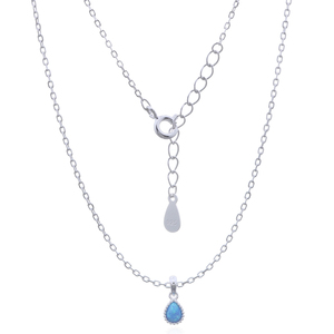 Vente en gros de petite larme d'opale bleue breloque en argent 925 collier pendentif élégant bijoux fins pour cadeau - Product Image 2