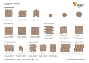 เซรามิกพอร์ซเลนสี่เหลี่ยมกระจกสี่เหลี่ยมสี่เหลี่ยมสี่เหลี่ยมโมเสคสีน้ำตาลถั่วหกเหลี่ยม73มม. สำหรับติดผนังห้องน้ำ - Product Image 3