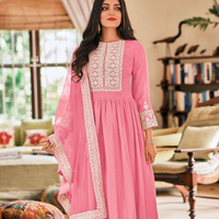 NOUVEAU DESIGN FABZONE – Ensemble de soirée élégant avec broderies fantaisie et sequins de 5 mm, composé d'un haut, d'un pantalon palazzo et d'un dupatta en soie Georgette