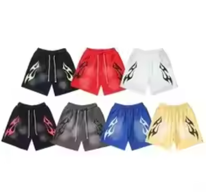 Short de bain en satin Hell Star 2025 pour hommes, streetwear rétro en coton ample, mode décontractée - Product Image 4