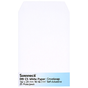 Sobres de Papel Blanco Soennecken DIN C5, 162 x 229 mm, 90 g/m², Autoadhesivos, 25 Unidades por Paquete - Product Image 2