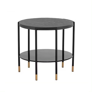 Mesa auxiliar de aspecto elegante de forma redonda, mesa de centro de mármol con Base de Metal, hecha a mano para decoración de Villa - Product Image 6