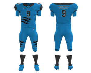 Uniformes de fútbol americano personalizables, Conjunto de jersey de tela brillante de manga corta, tallas grandes para jóvenes y adultos, disponible en Pakistán - Product Image 1