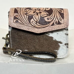Monedero de Cuero Genuino Hecho a Mano, Pequeño y Lujoso, Mini Cartera de Cuero Vacuno con Pelo, de Alta Calidad para Mujer - Product Image 1