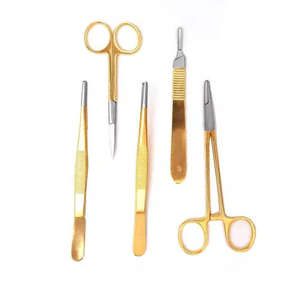 Ensemble de laboratoire de dissection pour étudiants en médecine, enseignement de la biologie, 5 pièces, acier allemand manuel, revêtement couleur or, chirurgical orthopédique, Surgiright - Product Image 2