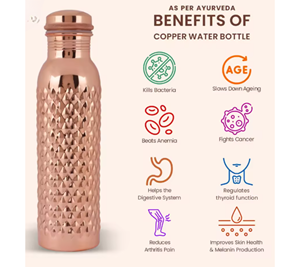 Customizable New Portable Pure Copper Water <b>Bottle</b> Modern Art Unique Design for Home Office Dining Outdoor Home Use Drinkware - Product Image 5
