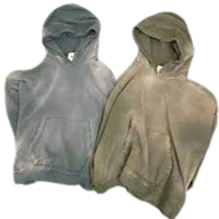 Streetwear personnalisé Sweats à capuche délavés à l'acide Vintage Sun Faded Dtg Print Heavyweight Hoodie Set Tracksuits pour hommes