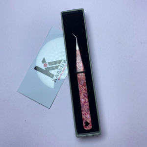 Professional Stainless Steel 45 Degree Eyelash Tweezers High Precision with Colorful Printed Handle Salon Quality - Product Image 1