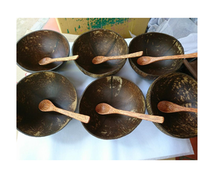 Bol de coquille de noix de coco naturelle du Vietnam mélanger la salade manger du smoothie sans danger pour les aliments faits à la main - Product Image 1