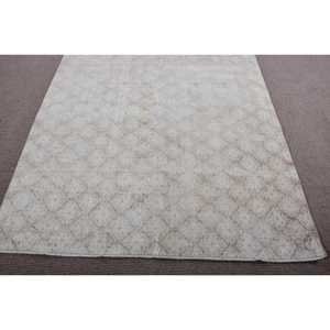 Tapis vintage, tapis turc 5,3x9 pieds, tapis en laine Ikat blanc et gris - Product Image 5
