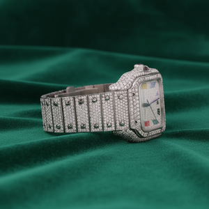 Reloj de Lujo con Caja Cuadrada con Incrustaciones de Moissanita VVS, Esfera Romana, Cristal de Zafiro, Cuarzo, Acero Inoxidable, Unisex, para Regalo - Product Image 2