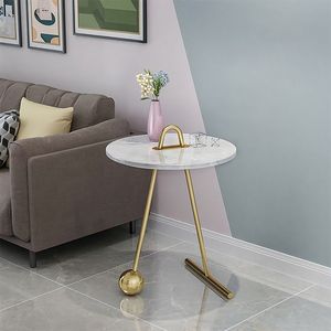 Suministros de fábrica Fácil de montar Piedra de mármol doblado MDF Madera Mesa auxiliar redonda Nido lateral Juego de 2 mesas de centro anidadas - Product Image 5