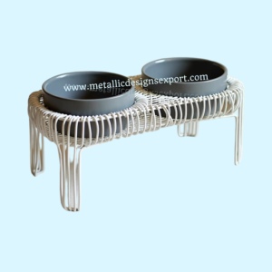 เครื่องป้อนอาหารสัตว์เลี้ยงโลหะแบบมินิมอลที่ปลอดภัยปลอดภัยพร้อมชามเหล็กสีเทา2อันสำหรับสัตว์เลี้ยงขนาดเล็กใช้ที่บ้าน - Product Image 6