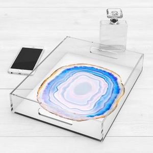 Bandeja de acrílico transparente hecha a mano con diseño de hojas, ideal para vajilla elegante y comedor o servicio de comida de mesa - Product Image 3