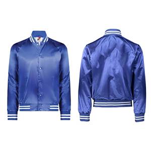Chaqueta universitaria de satén bordada personalizada de primera calidad | Estilo bombardero brillante ligero | Moda de calle | Suministro de fábrica OEM ODM - Product Image 1