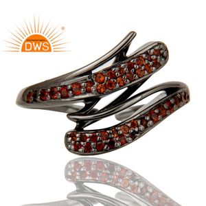 ร้อนขายสีดำออกซิไดซ์925เงินสเตอร์ลิงธรรมชาติโกเมนพลอย Midi แหวนเครื่องประดับผู้ผลิต - Product Image 3